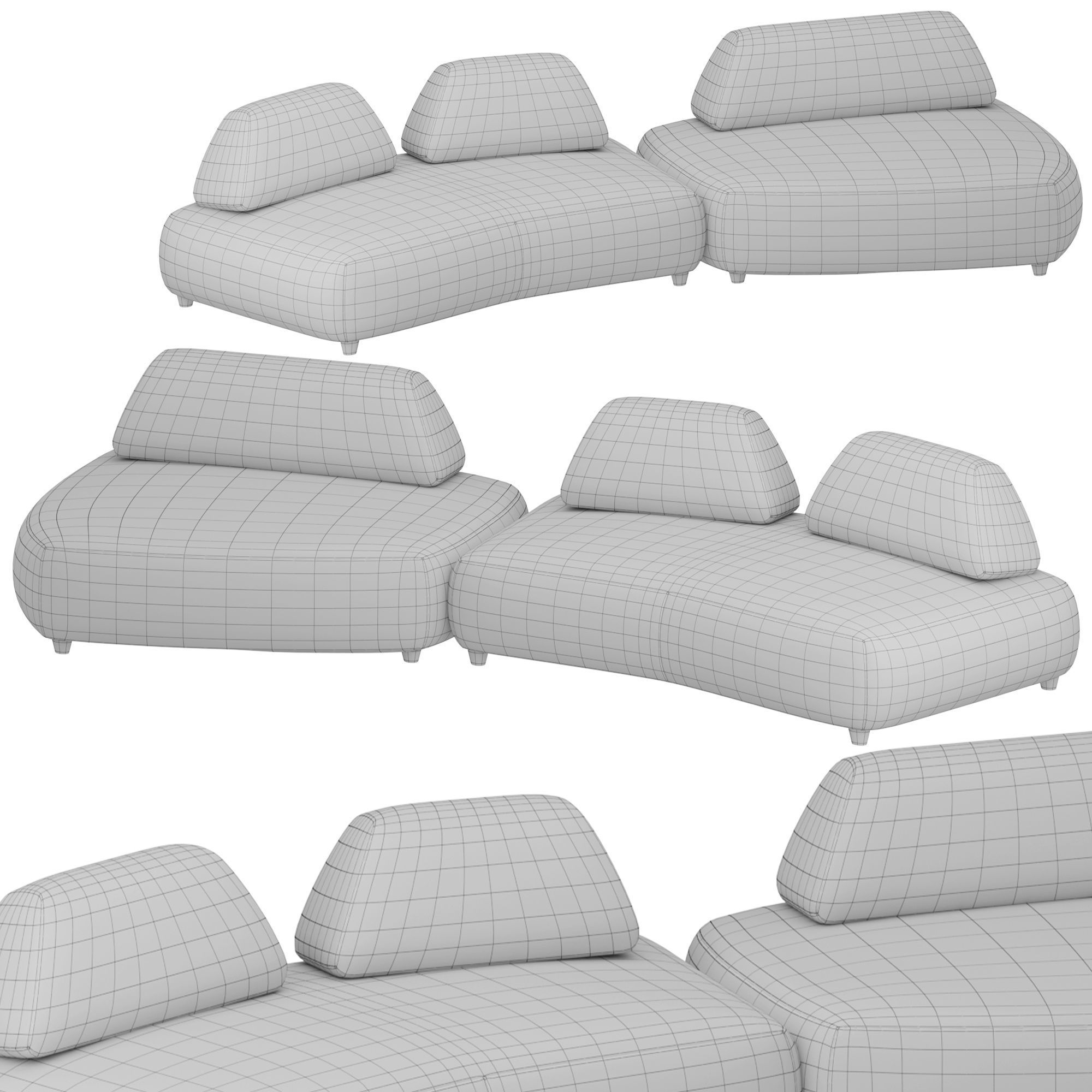 Curvaceous Sofa  3D model_2