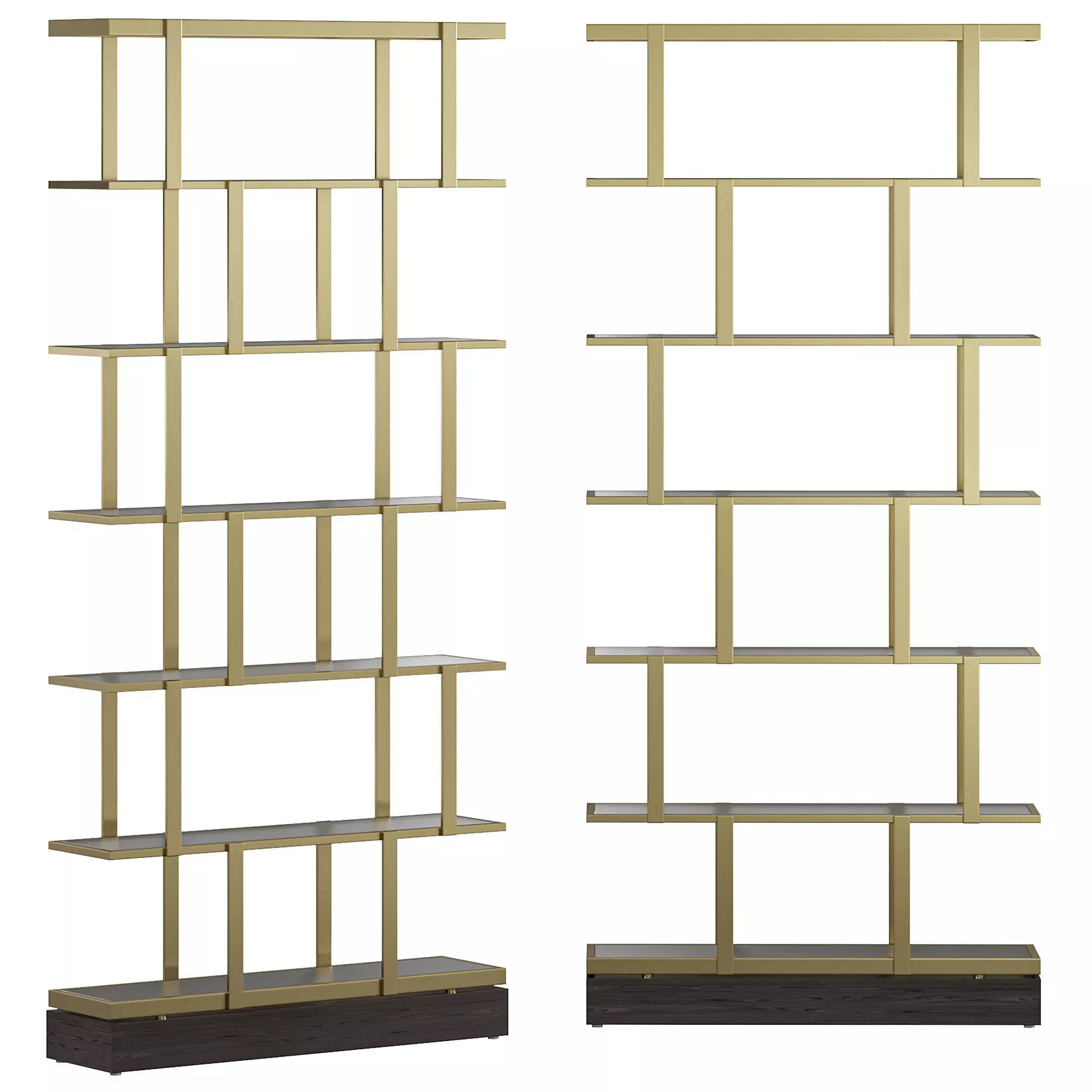 Brass 6 Shelf Bookcase  3D model_0