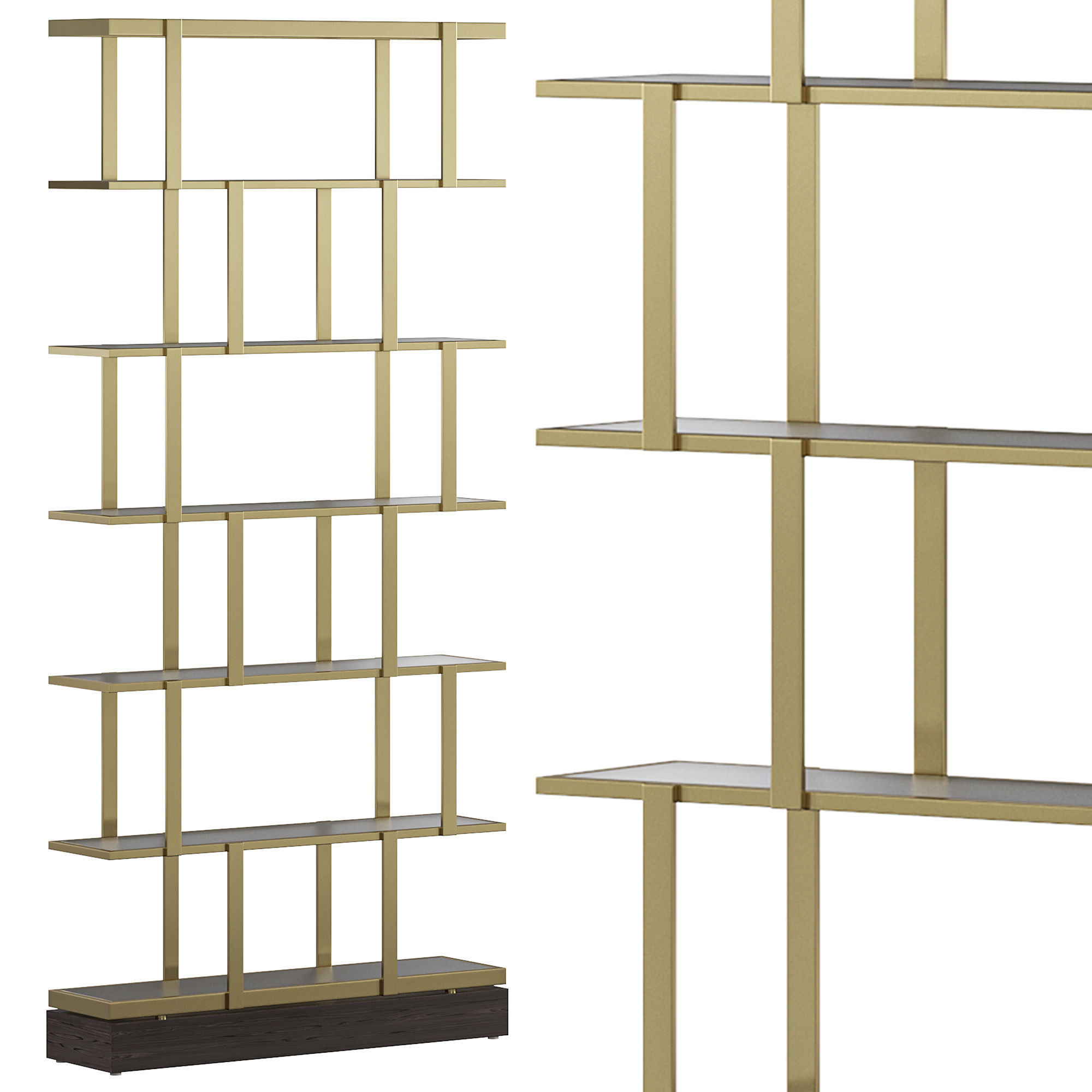 Brass 6 Shelf Bookcase  3D model_1