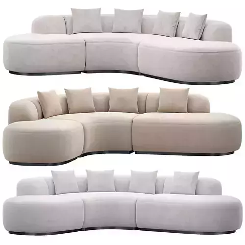 Boucle Cream Upholstered Modular Sofa 