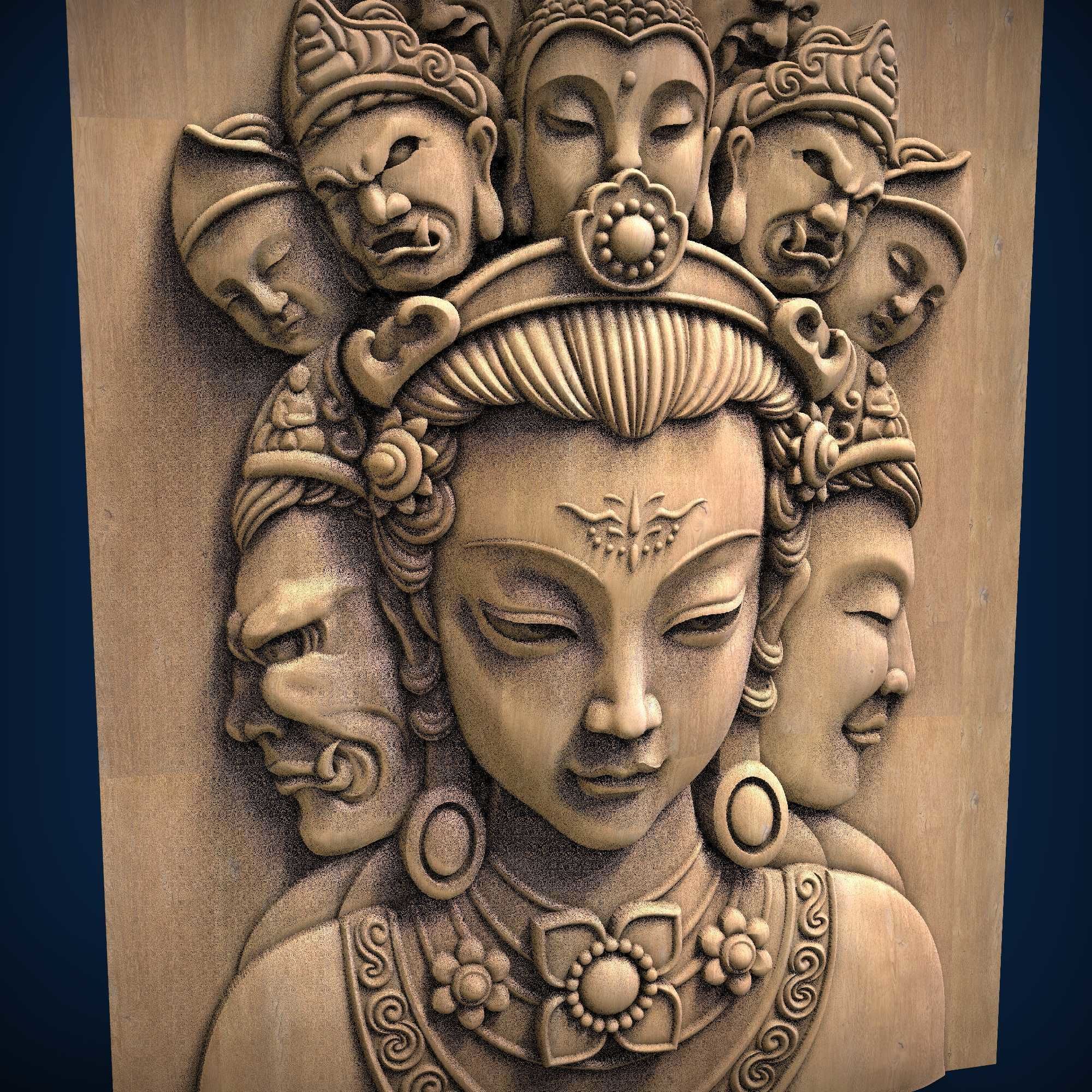 Carved panel painting STL 3D print model_3