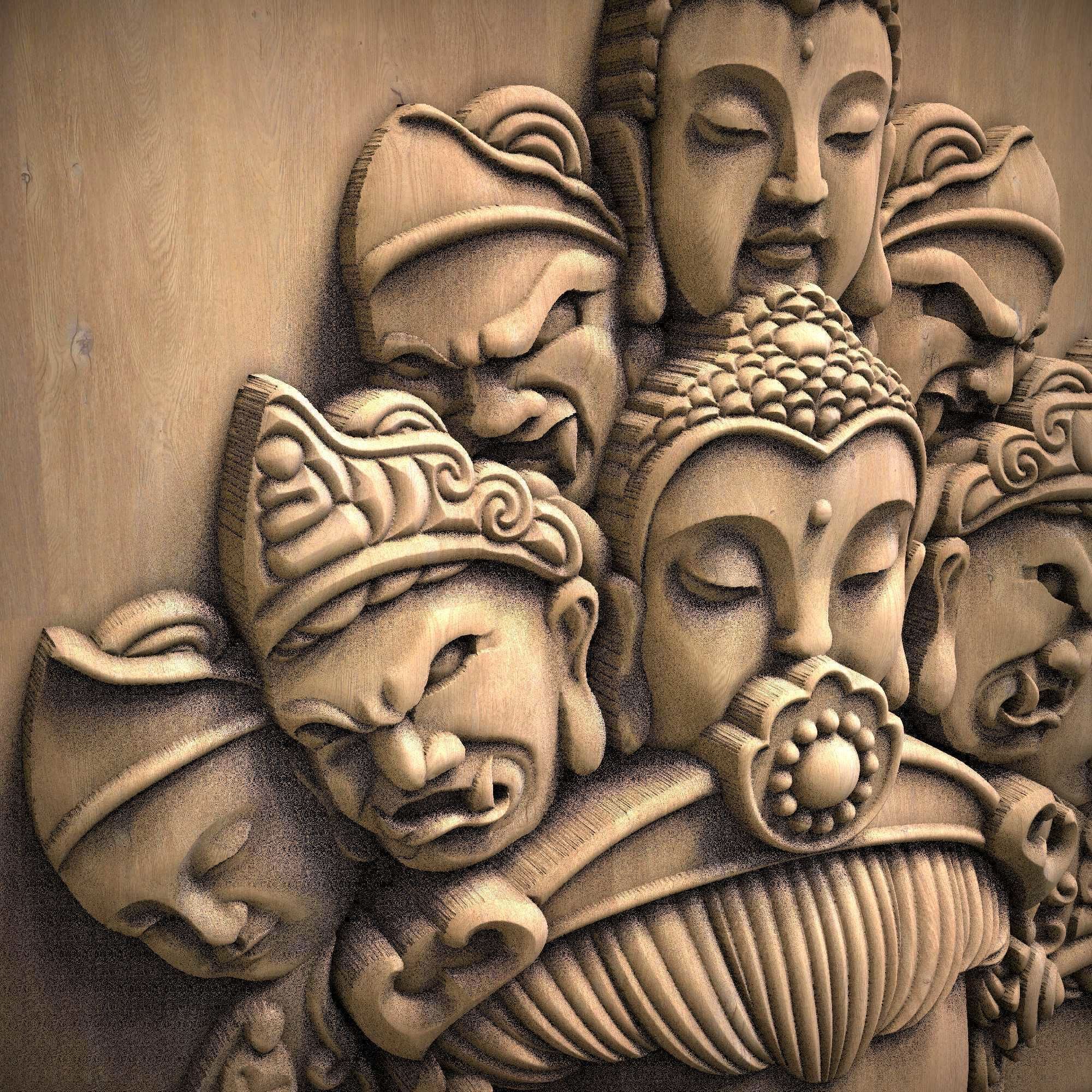 Carved panel painting STL 3D print model_2