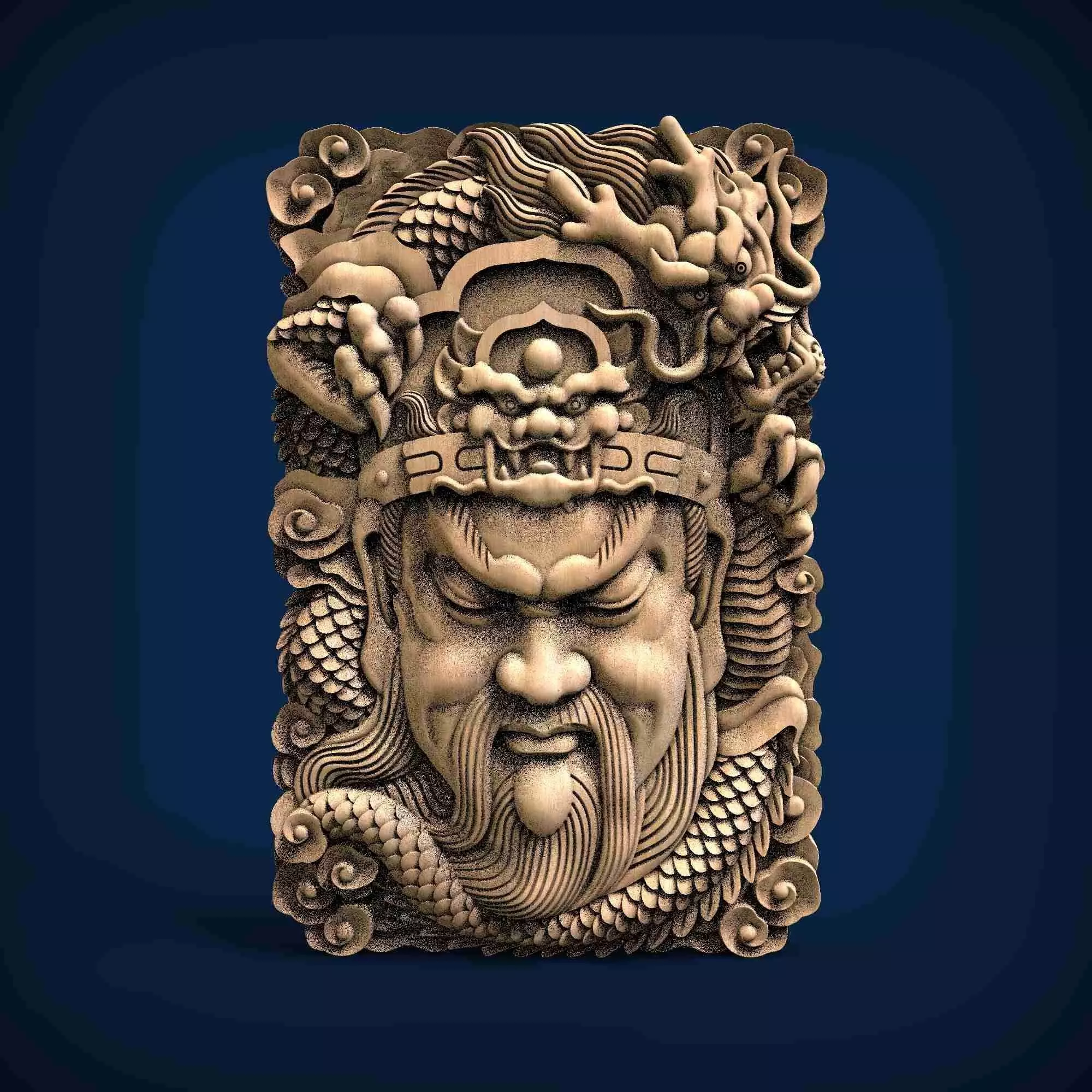 Carved panel painting STL 3D print model_0