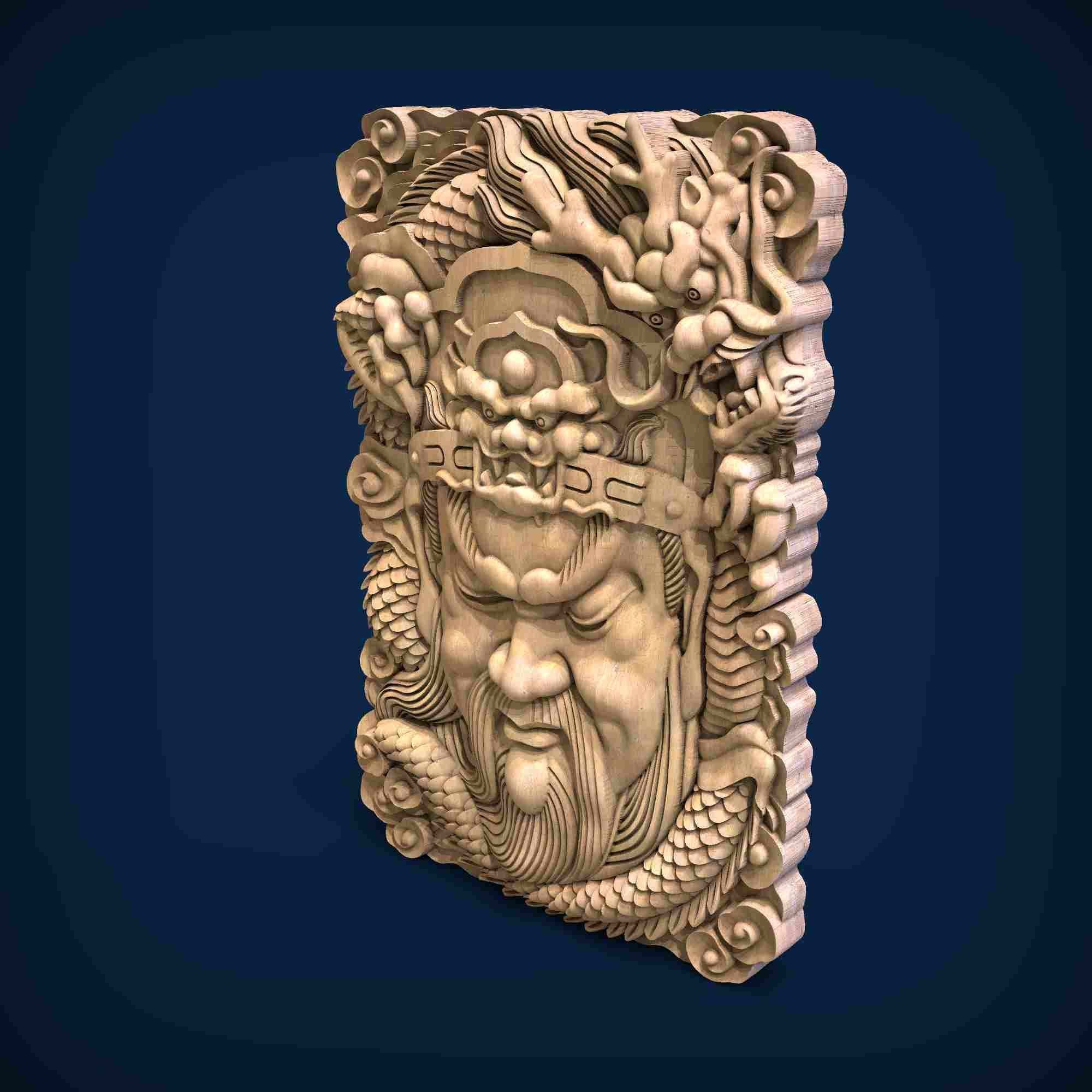 Carved panel painting STL 3D print model_1