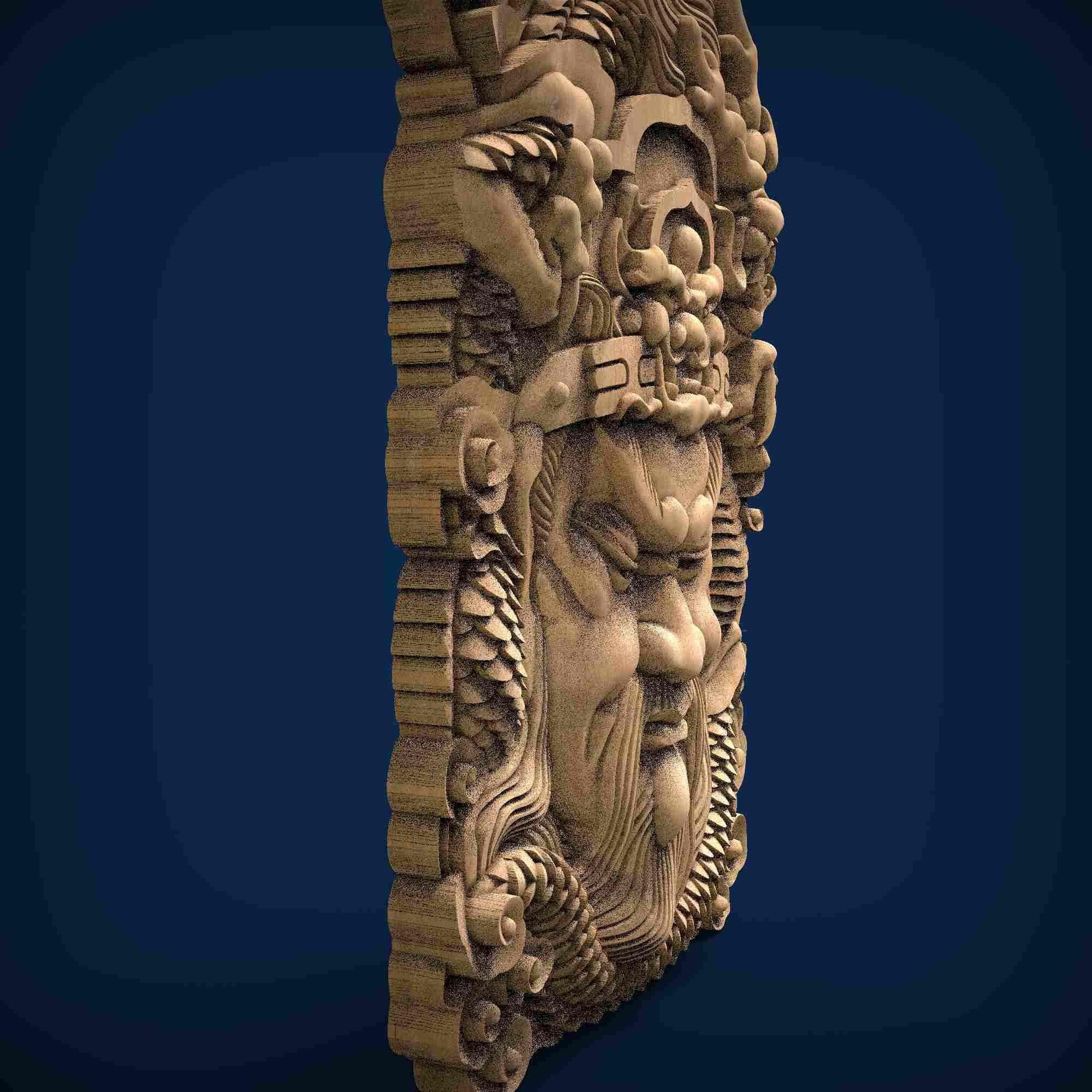 Carved panel painting STL 3D print model_4