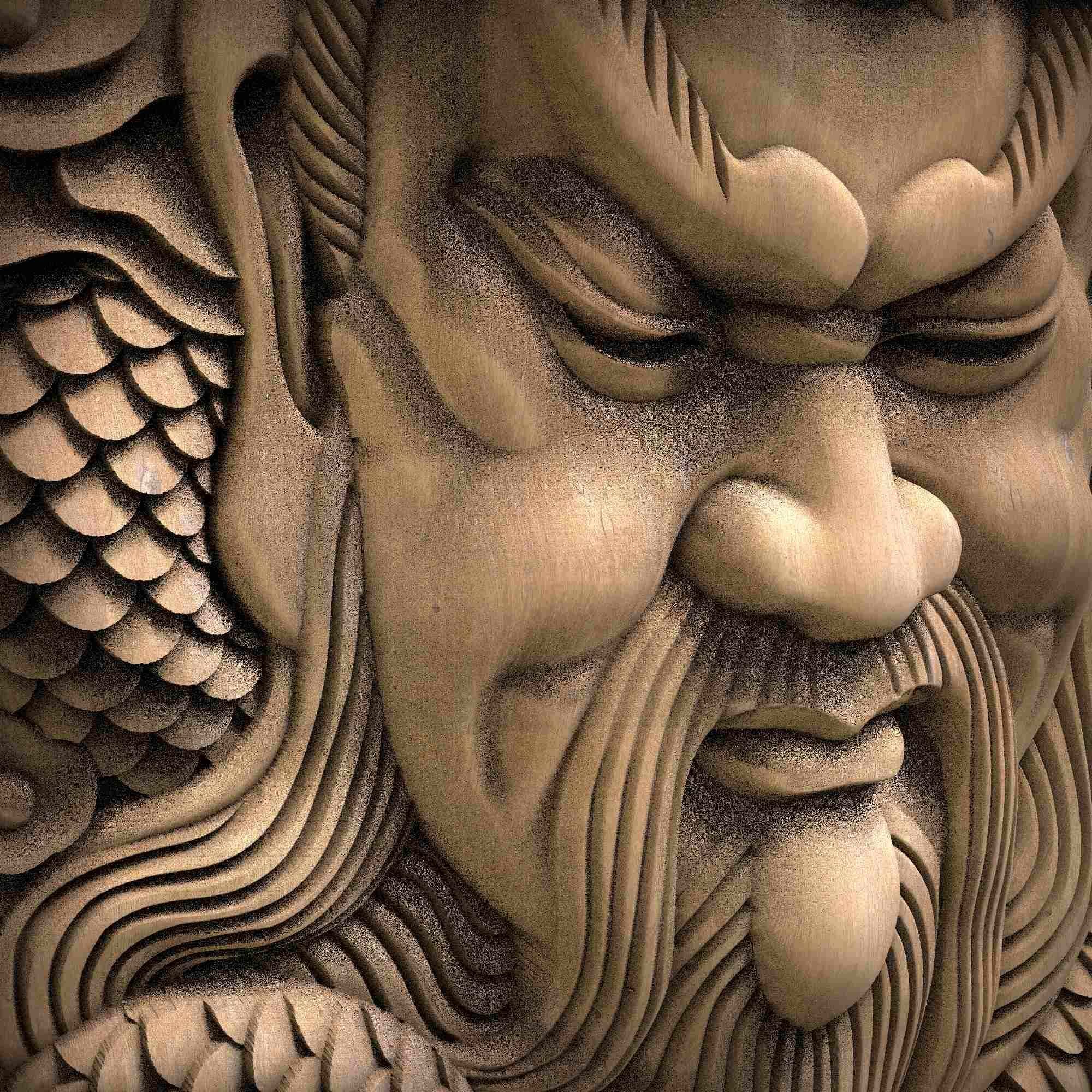 Carved panel painting STL 3D print model_3