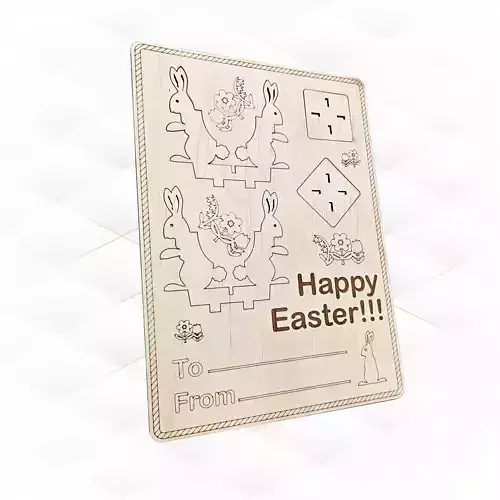 Bunny Easter card design laser cutting decor gift 3D print model