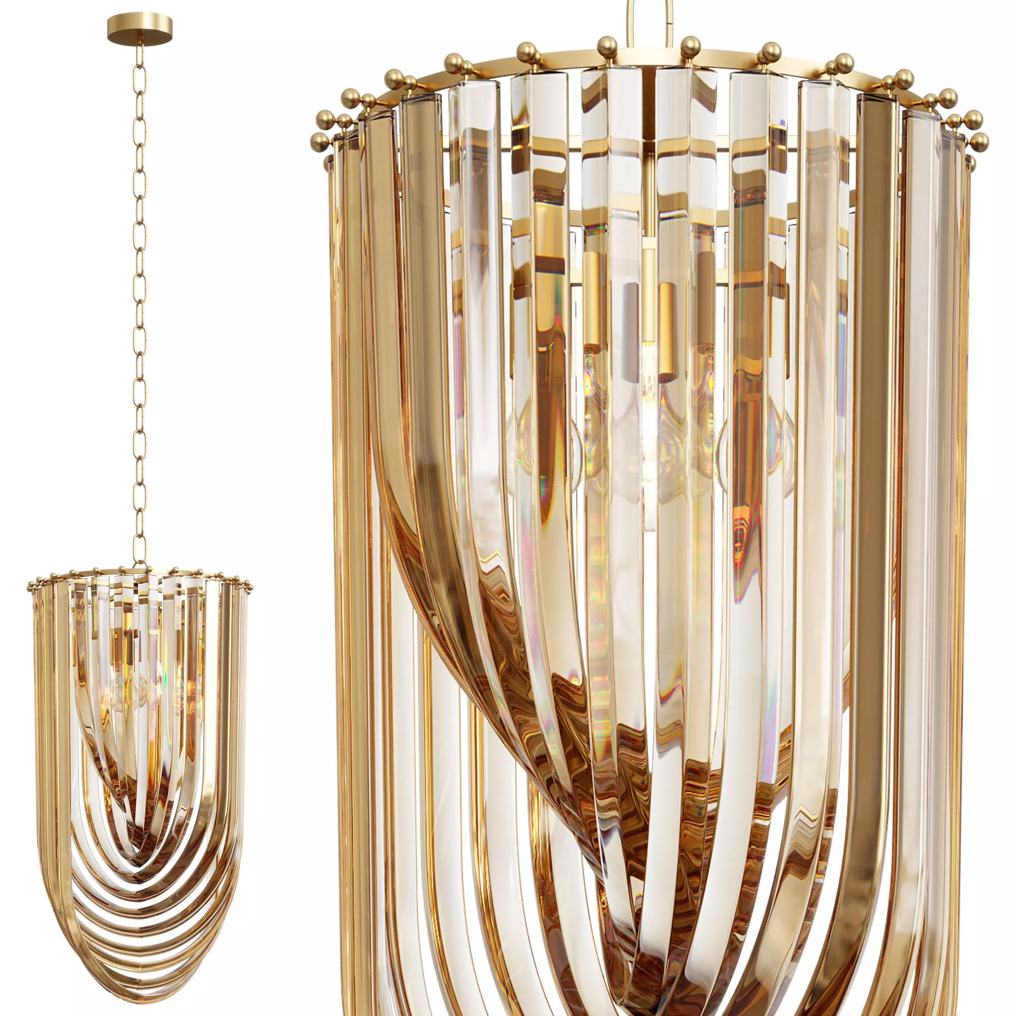 Gold Lucite Loop Chandelier 3D model