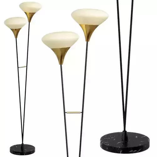 White Glass Shade Floor Lamp 