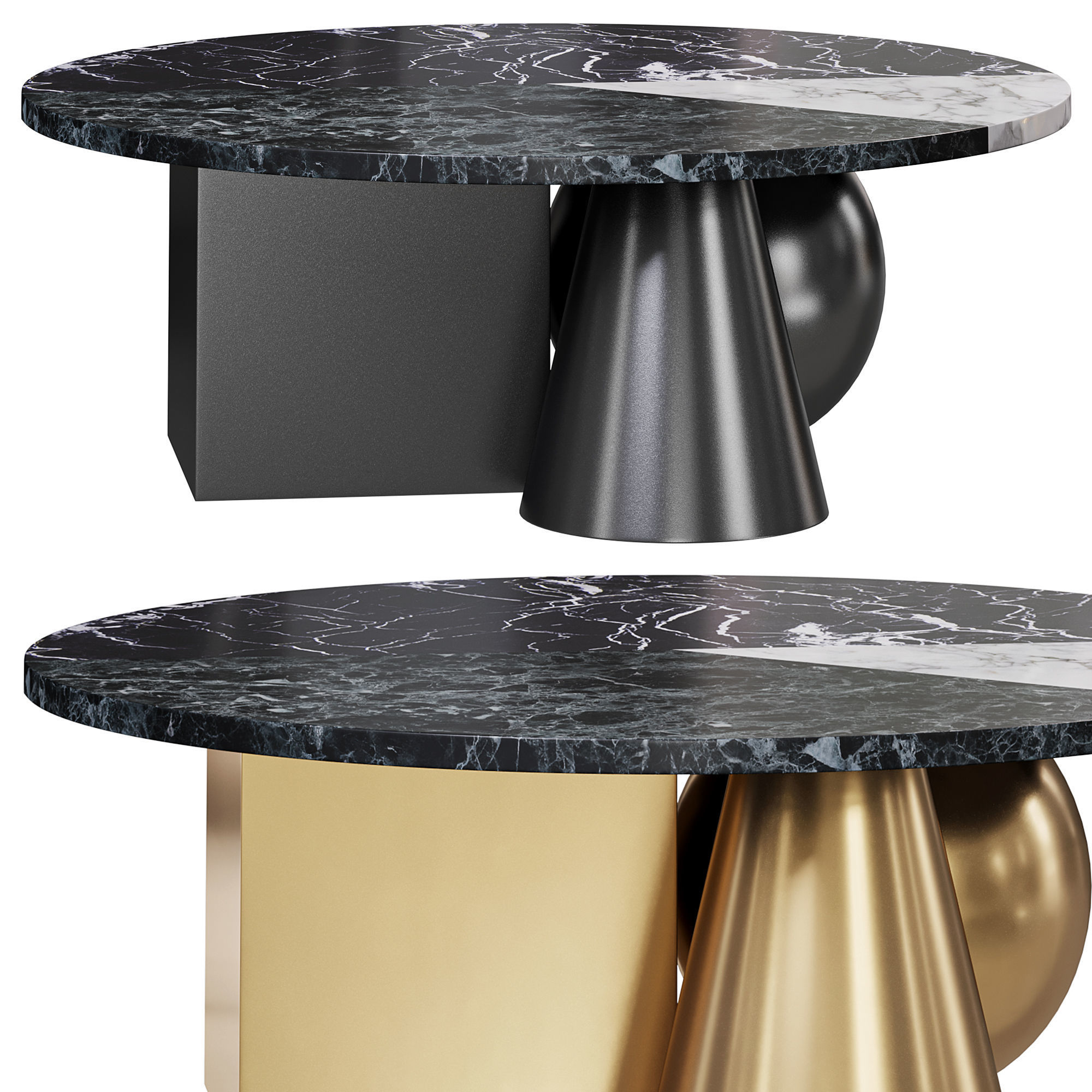Copper Marble Coffee Table 3D model_1