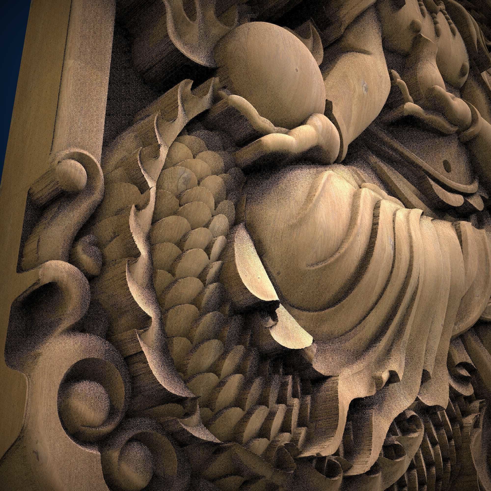 Carved panel painting STL 3D print model_3