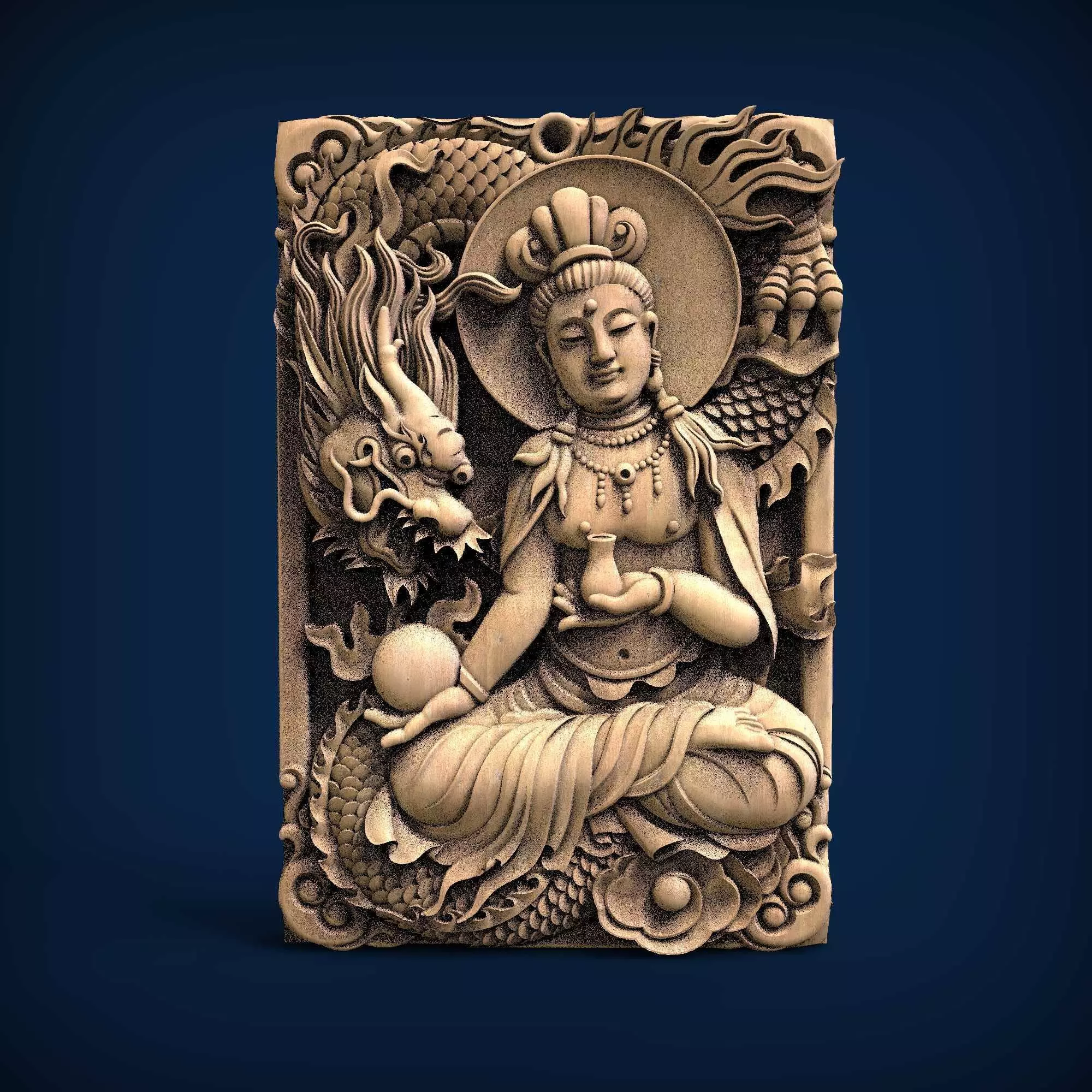 Carved panel painting STL 3D print model_0