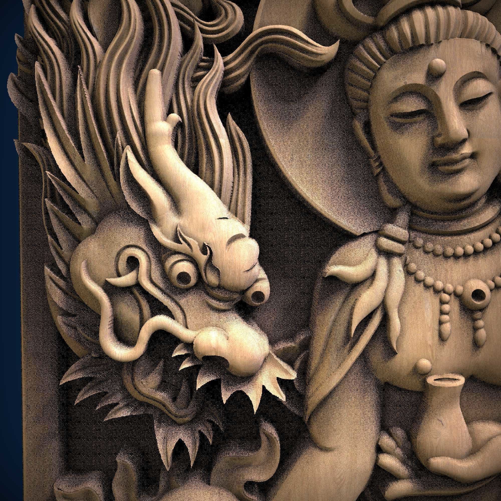 Carved panel painting STL 3D print model_1