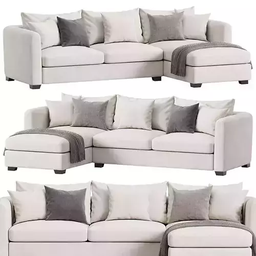 Metz 3 Seater Shaped Sectional Corner Chaise Sofa