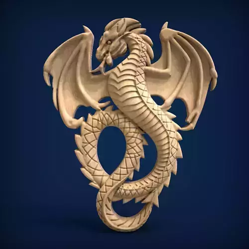 Carved panel Dragon STL