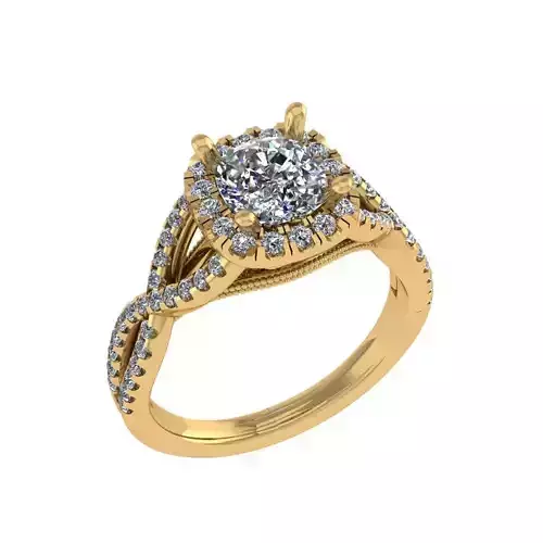 Cushion cut halo diamond ring
