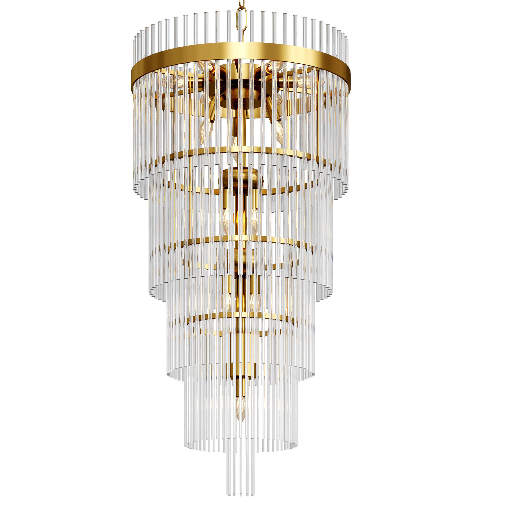 Cascading Glass Rods Chandelier 3D model_1