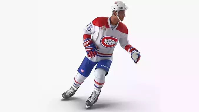 Hockey Player Montreal Canadiens Rigged for Cinema 4D 3D model