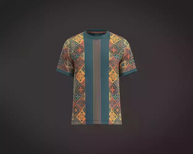 Basic T-Shirt with Bohemian Print 3D model