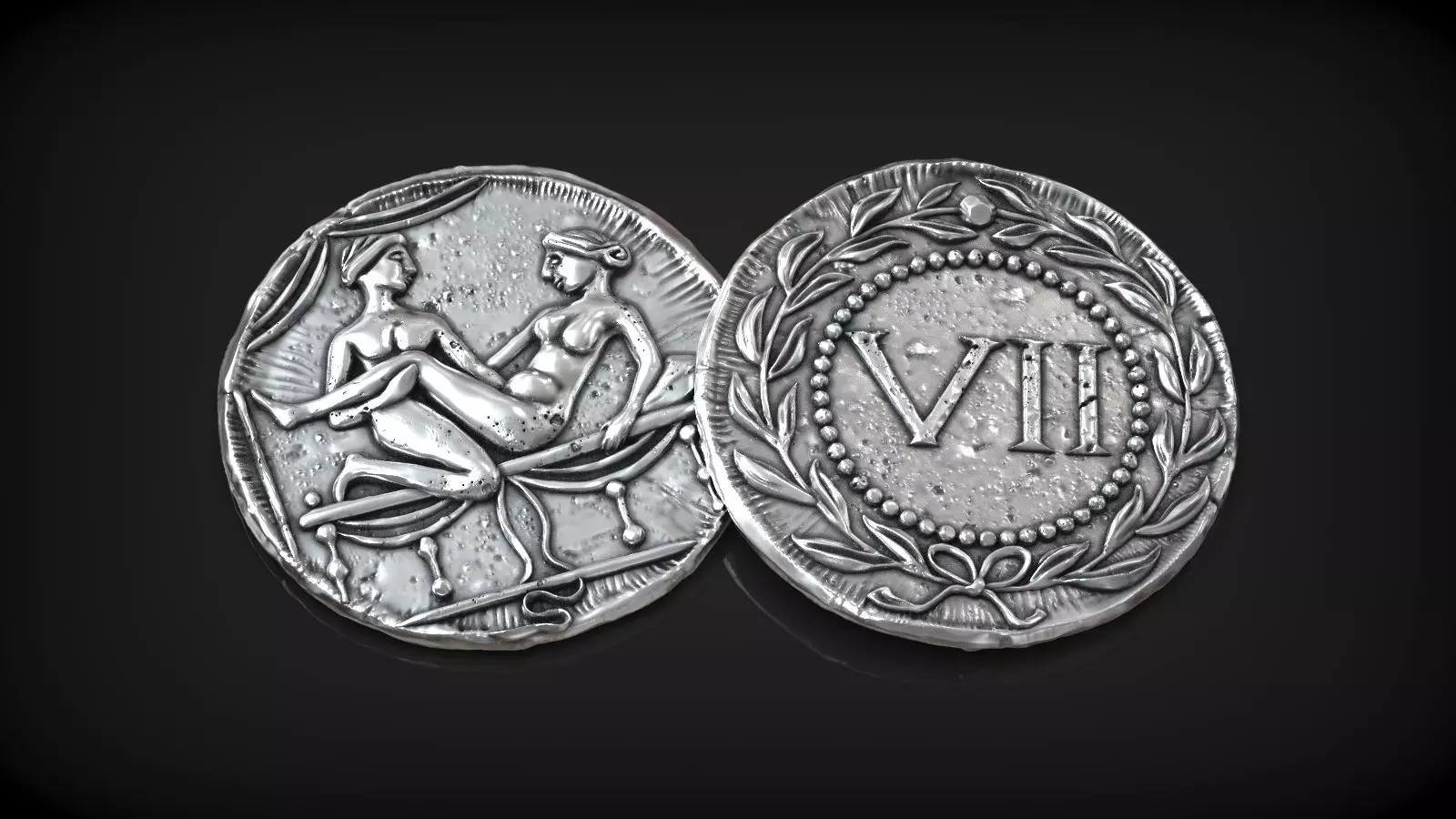 Spintria Rare Ancient Roman Token Antique Coin Number VII 3D print model_0