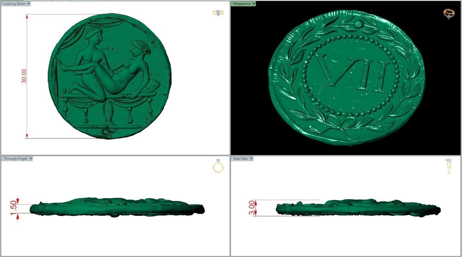 Spintria Rare Ancient Roman Token Antique Coin Number VII 3D print model_6