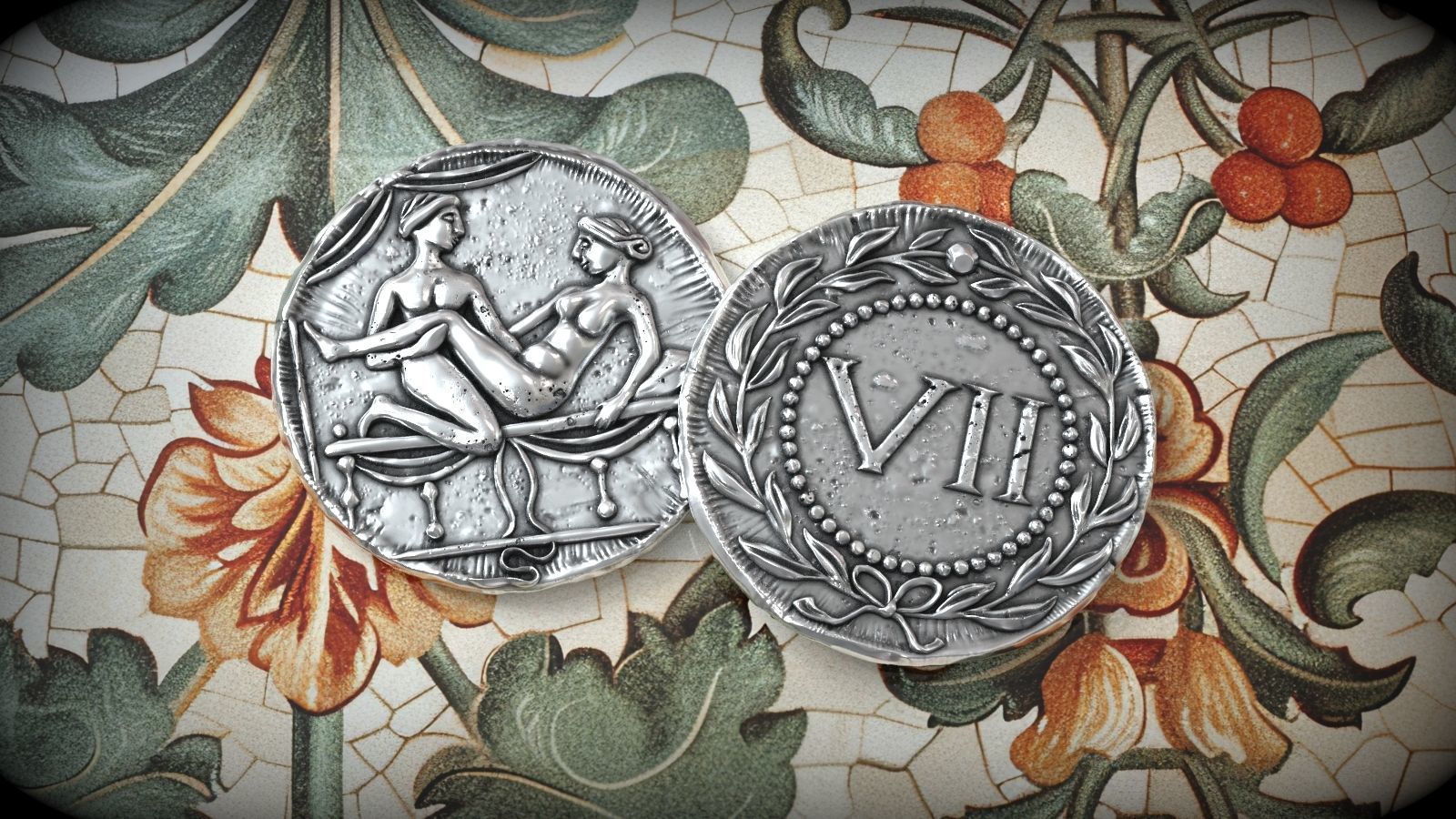 Spintria Rare Ancient Roman Token Antique Coin Number VII 3D print model_5