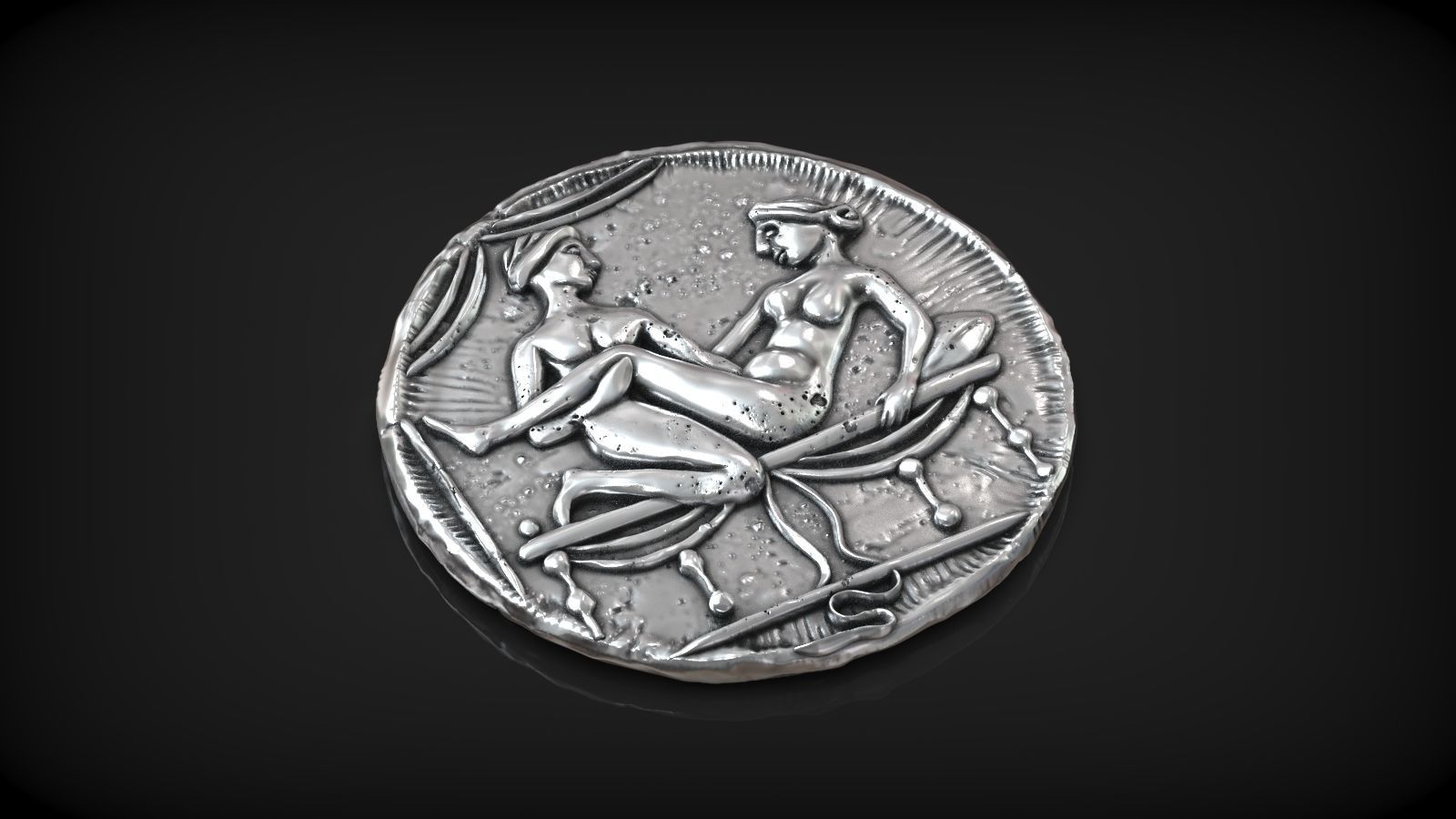 Spintria Rare Ancient Roman Token Antique Coin Number VII 3D print model_3