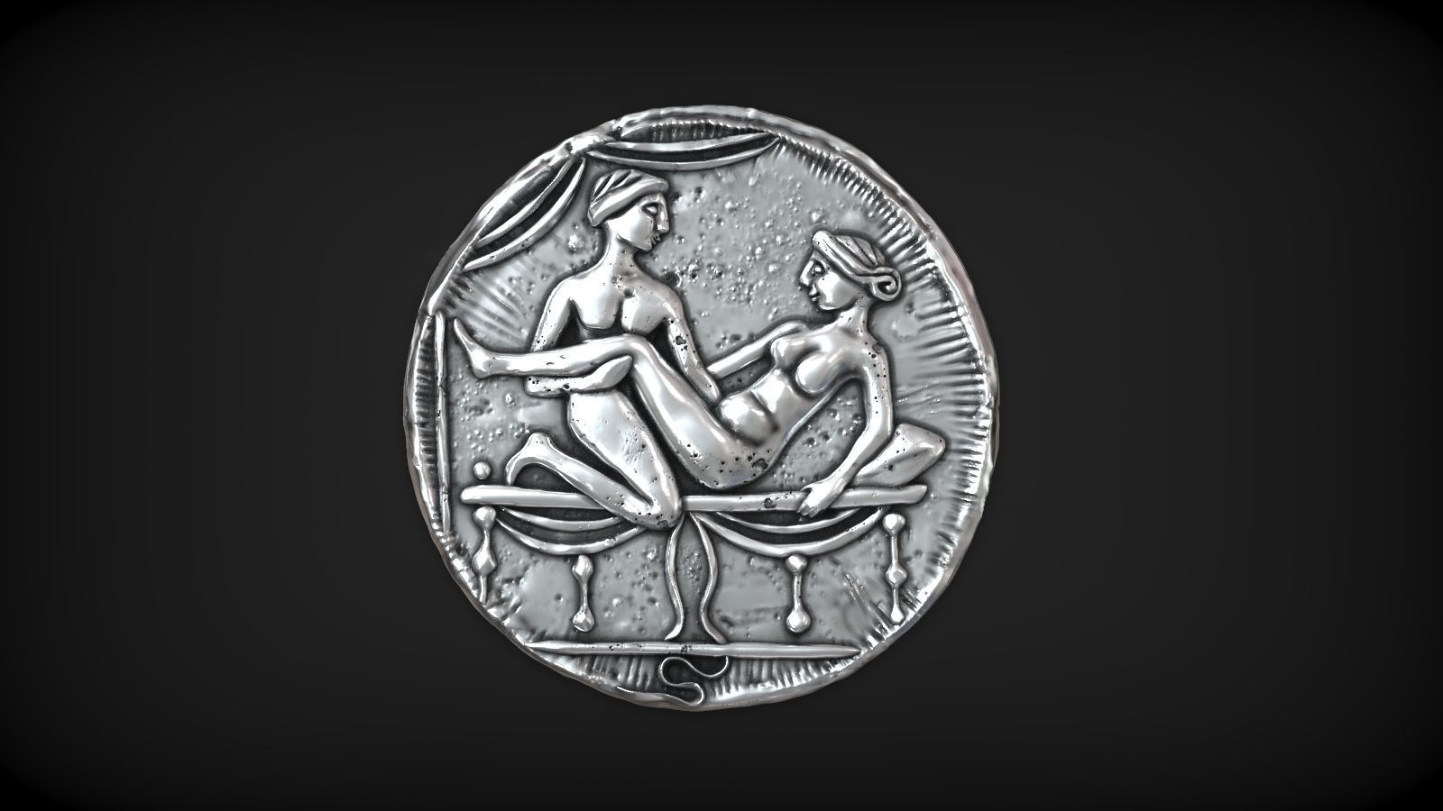 Spintria Rare Ancient Roman Token Antique Coin Number VII 3D print model_1