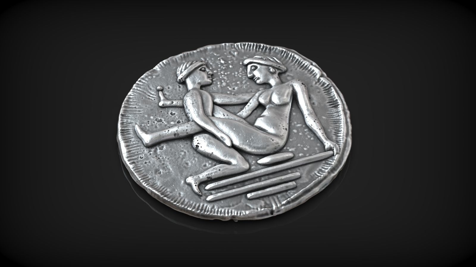 Spintria Rare Ancient Roman Token Antique Coin Number VIII 3D print model_3