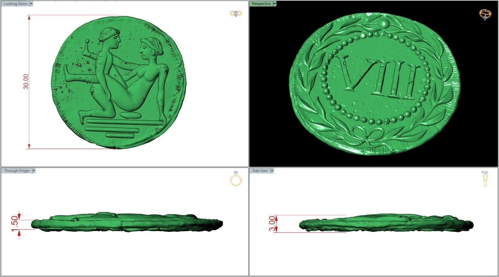 Spintria Rare Ancient Roman Token Antique Coin Number VIII 3D print model_6
