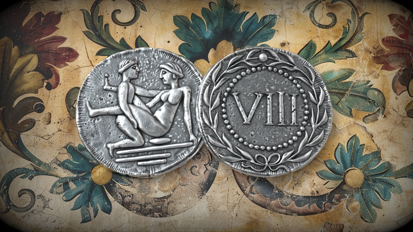 Spintria Rare Ancient Roman Token Antique Coin Number VIII 3D print model_5