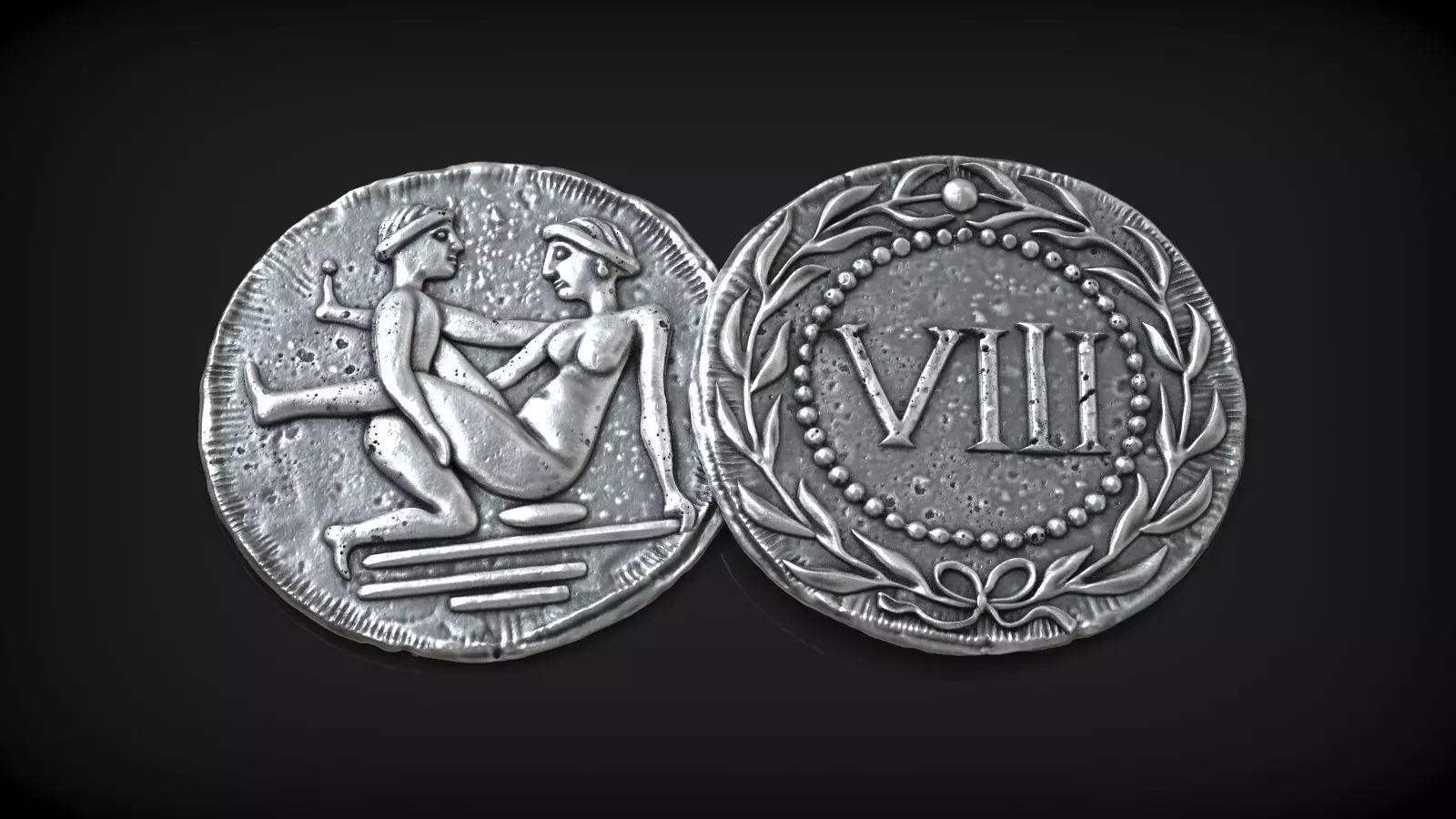 Spintria Rare Ancient Roman Token Antique Coin Number VIII 3D print model_0