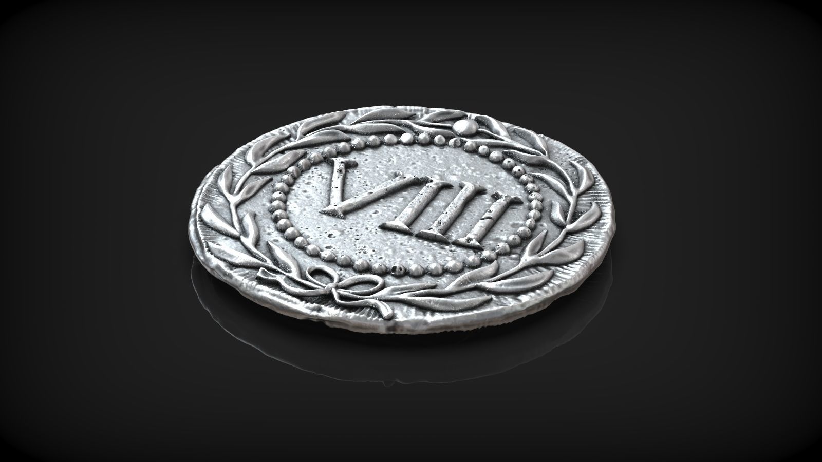 Spintria Rare Ancient Roman Token Antique Coin Number VIII 3D print model_4