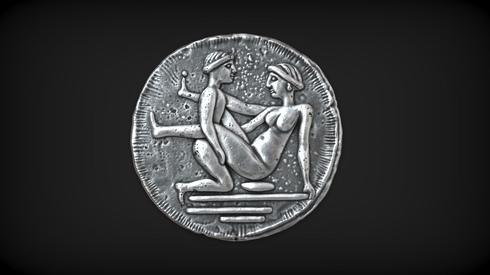 Spintria Rare Ancient Roman Token Antique Coin Number VIII 3D print model_1