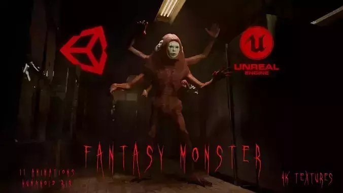 The Fantasy Monster game character for Horror and Fantasy games Low-poly 3D model