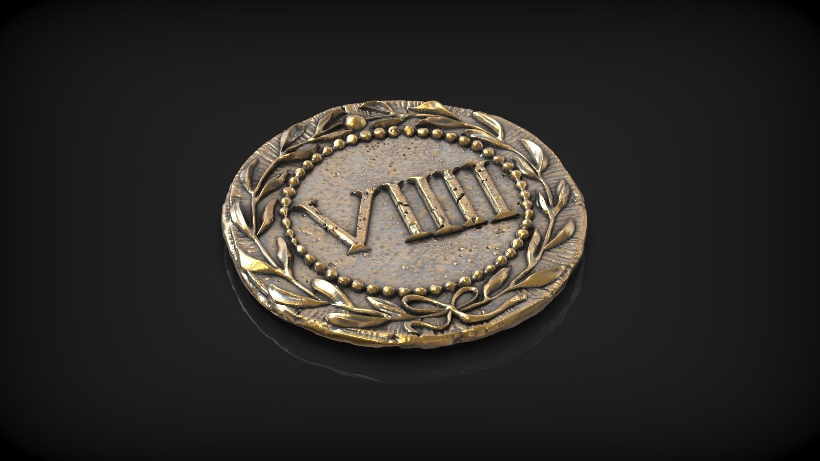 Spintria Rare Ancient Roman Token Antique Coin Number VIIII 3D print model_4