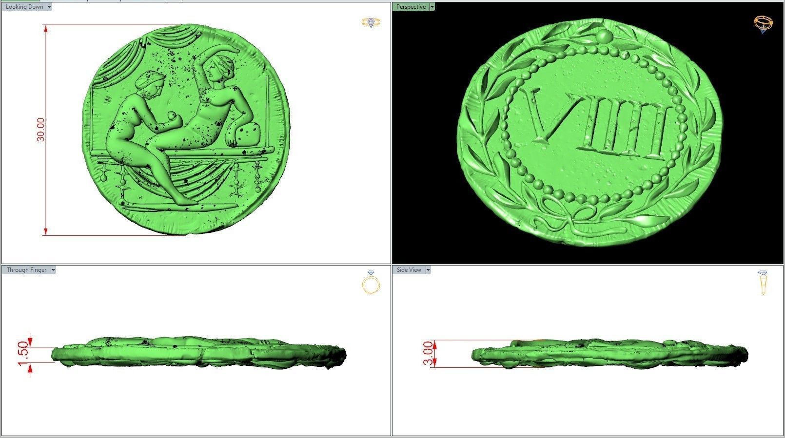 Spintria Rare Ancient Roman Token Antique Coin Number VIIII 3D print model_6