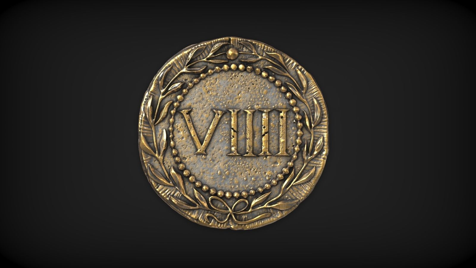 Spintria Rare Ancient Roman Token Antique Coin Number VIIII 3D print model_2