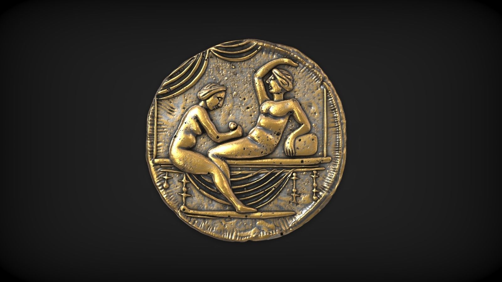 Spintria Rare Ancient Roman Token Antique Coin Number VIIII 3D print model_1