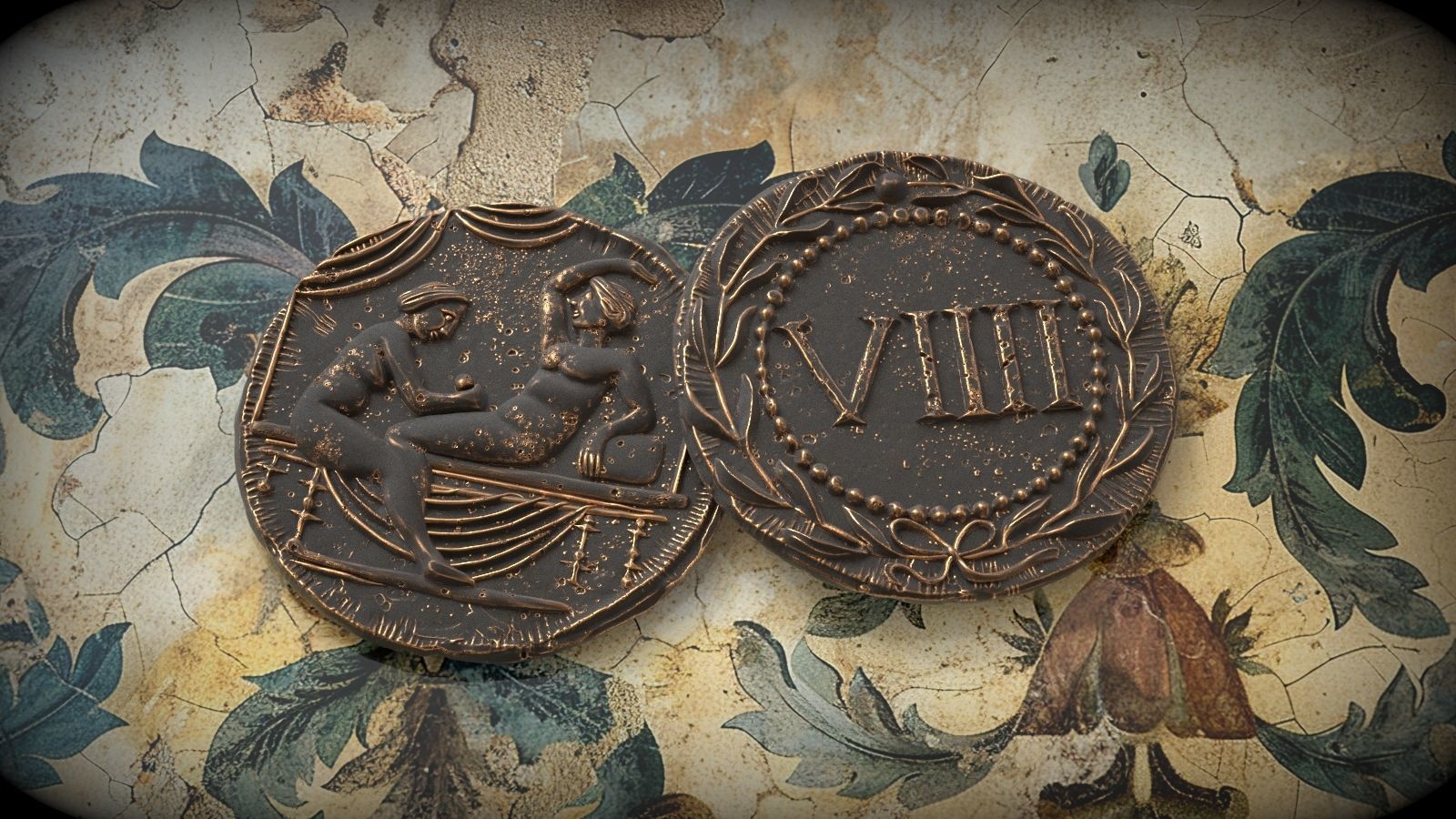 Spintria Rare Ancient Roman Token Antique Coin Number VIIII 3D print model_5