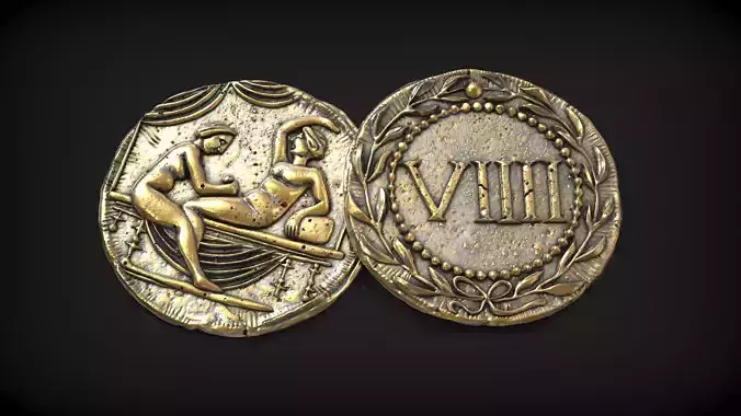 Spintria Rare Ancient Roman Token Antique Coin Number VIIII 3D print model
