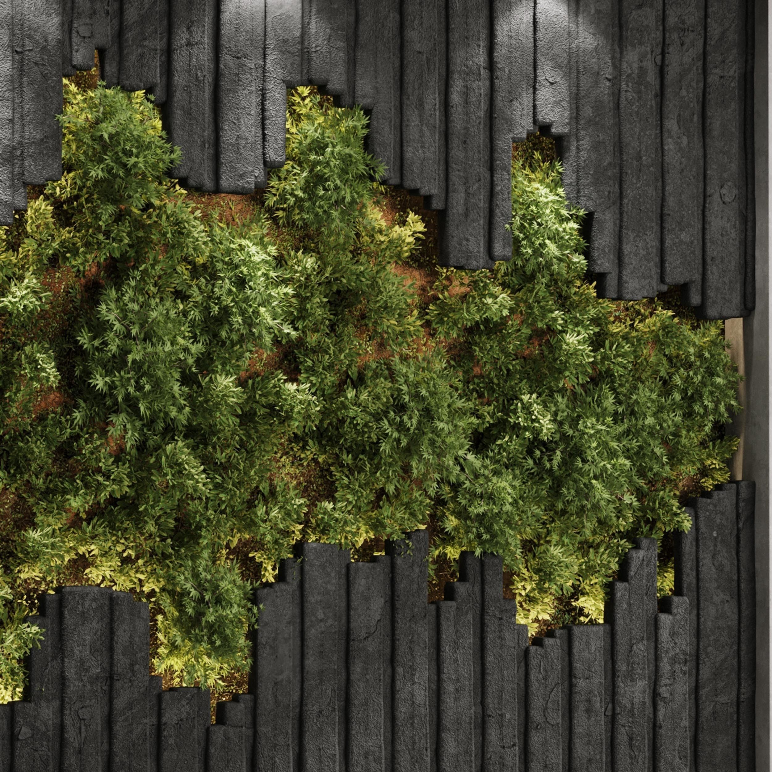 Vertical Wall Garden With concrete frame - set indoor 79 3D model_3