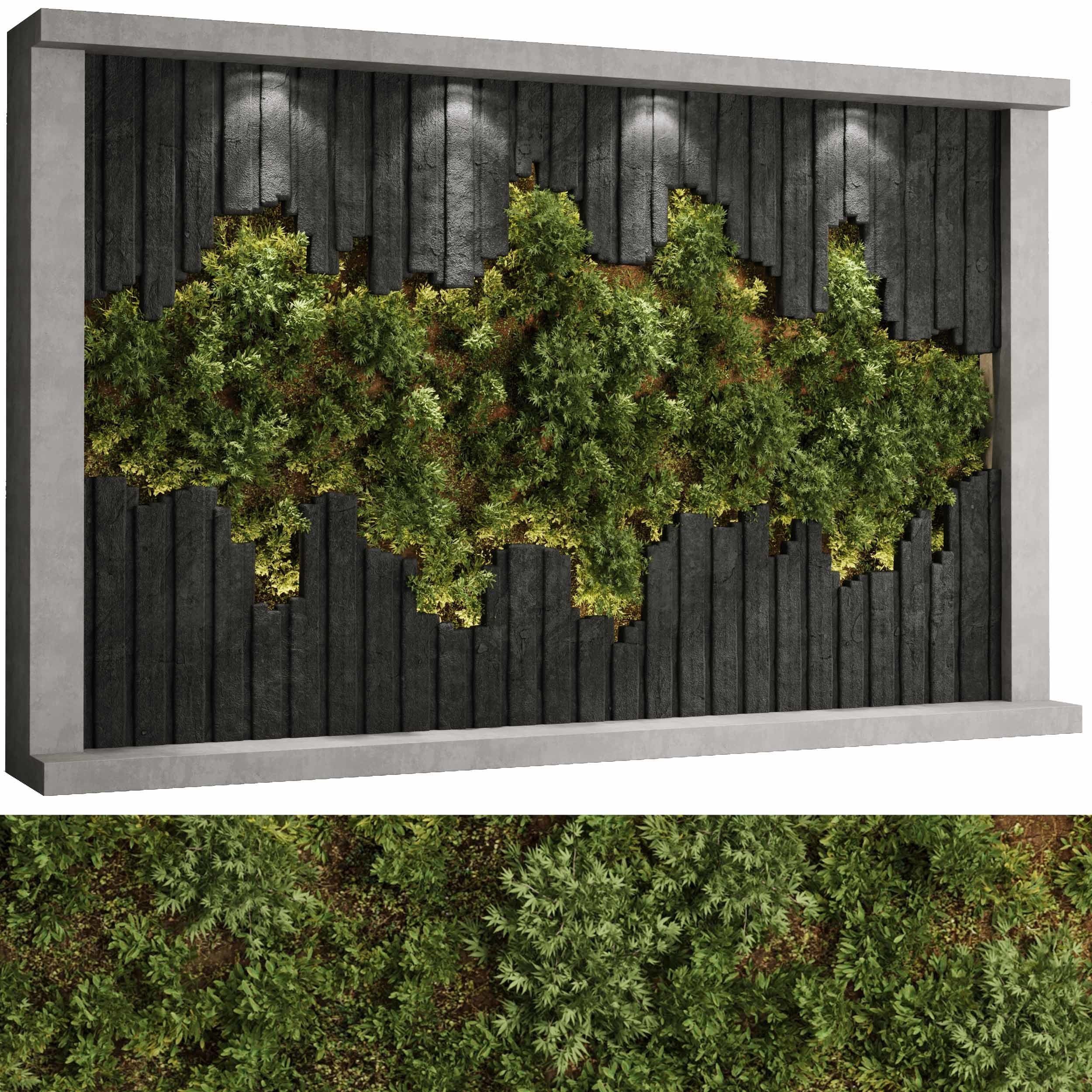 Vertical Wall Garden With concrete frame - set indoor 79 3D model_5
