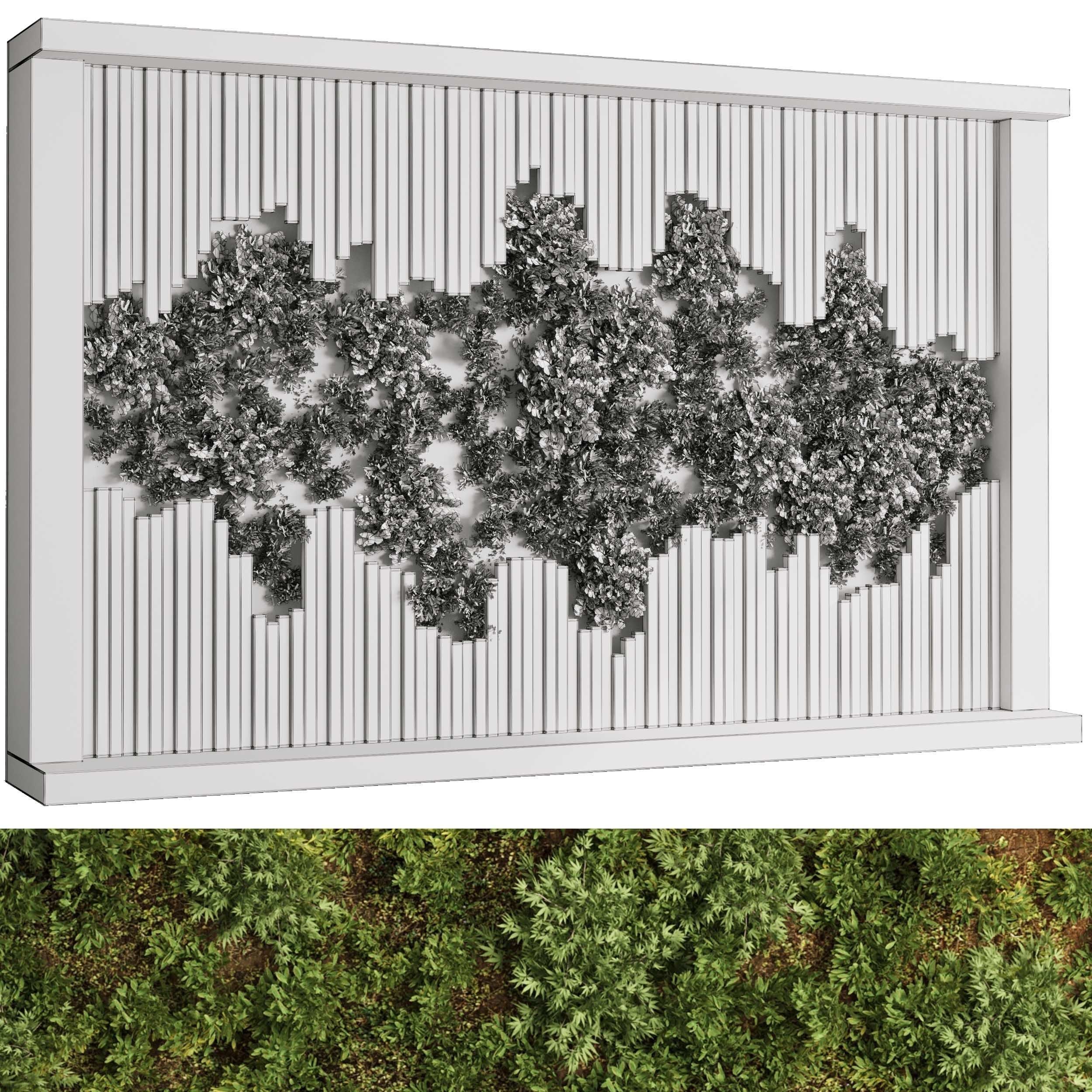 Vertical Wall Garden With concrete frame - set indoor 79 3D model_4