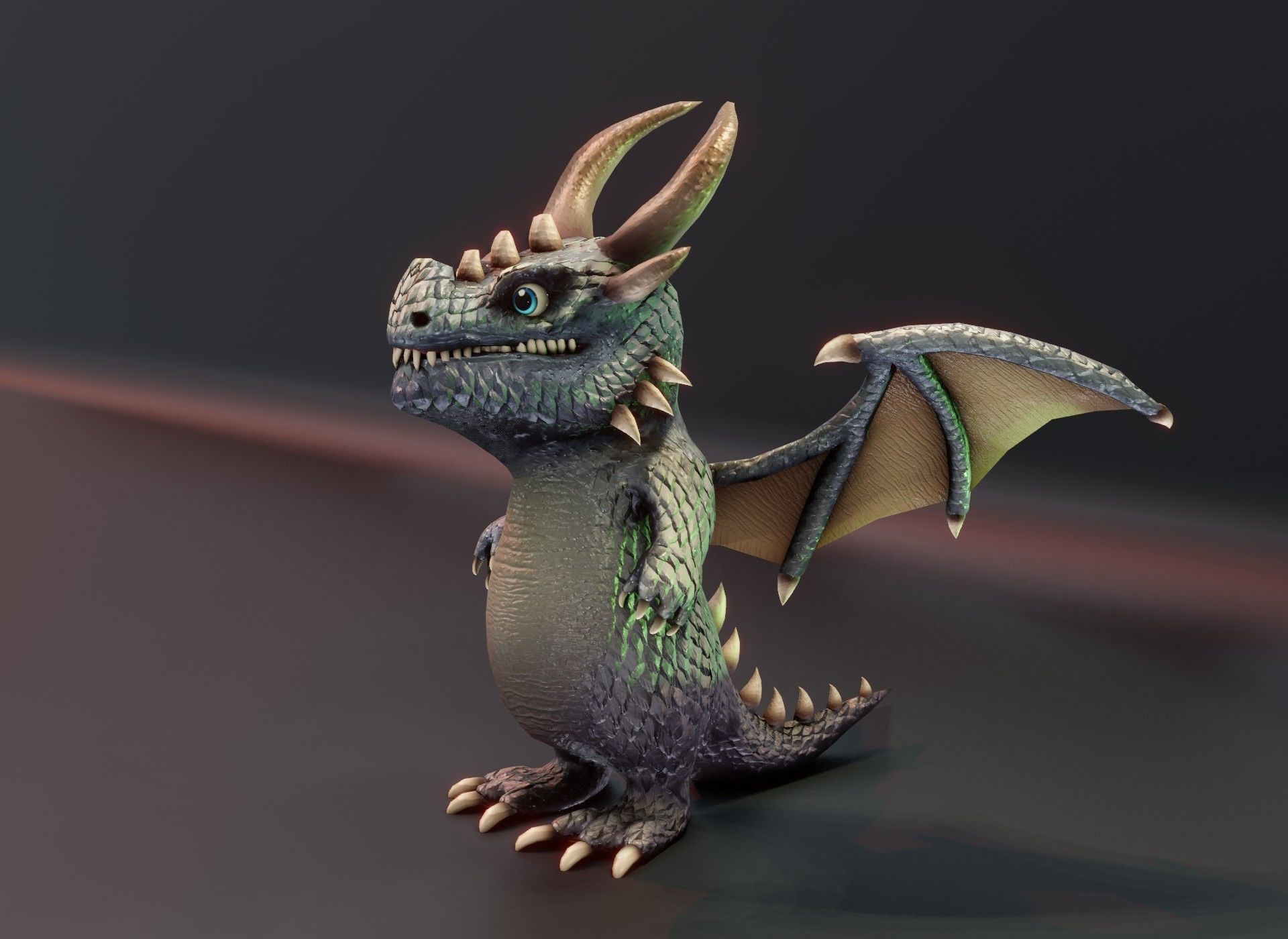 Cartoon Iron Dragon Animated 3D Model Low-poly 3D model_13