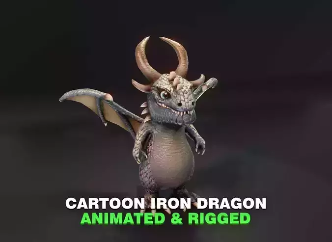 Cartoon Iron Dragon Animated 3D Model Low-poly 3D model