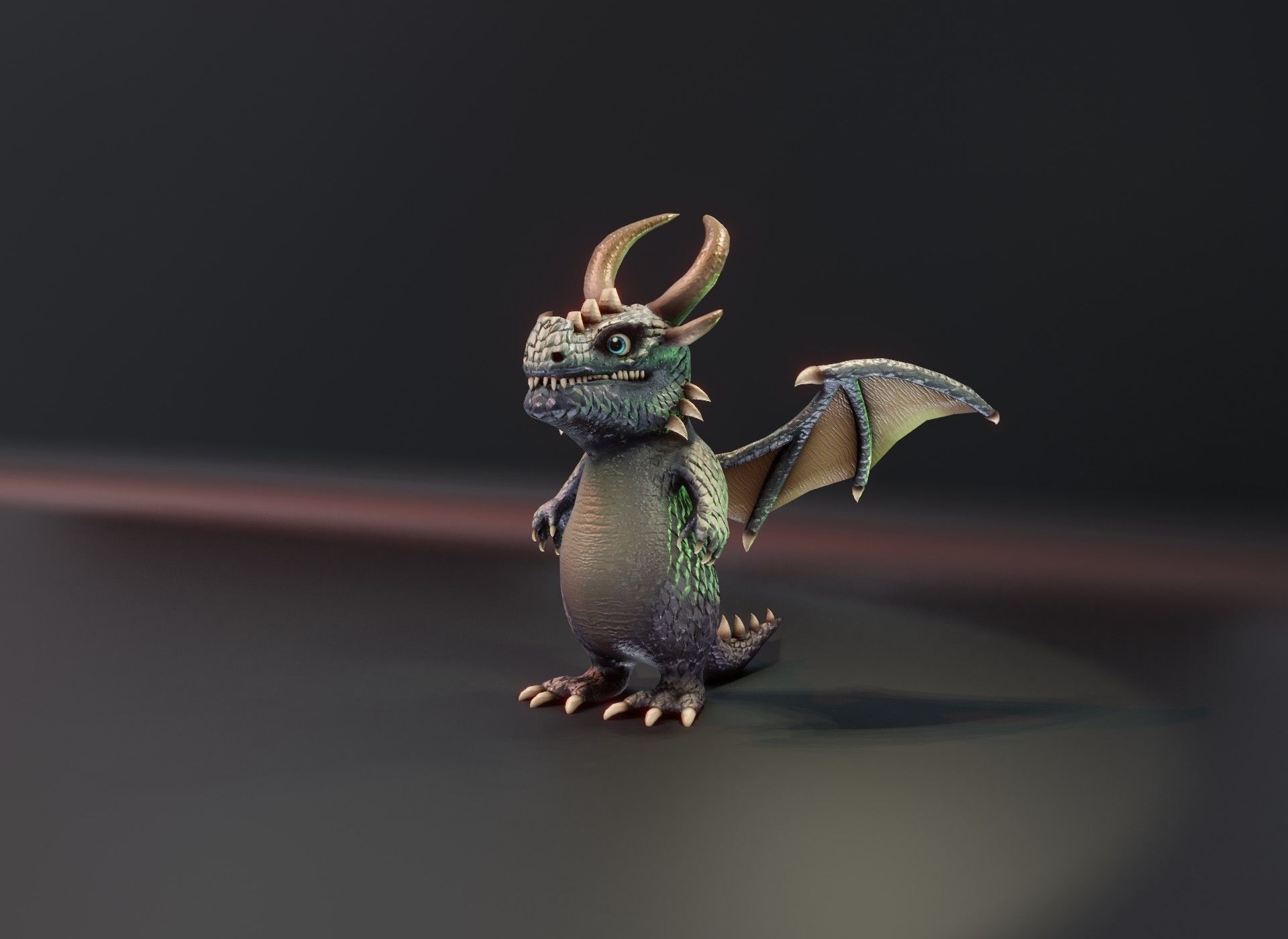 Cartoon Iron Dragon Animated 3D Model Low-poly 3D model_16
