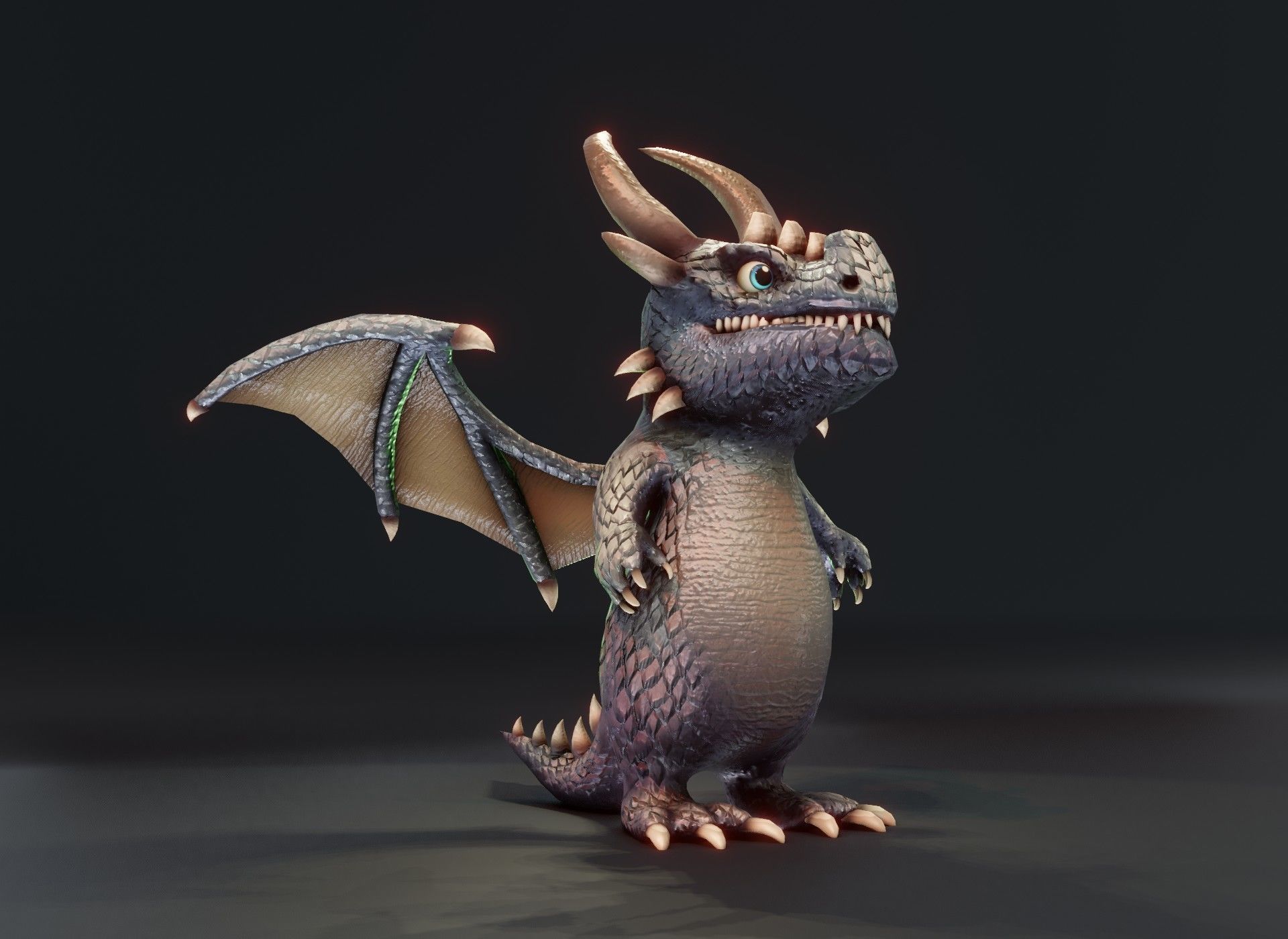 Cartoon Iron Dragon Animated 3D Model Low-poly 3D model_8