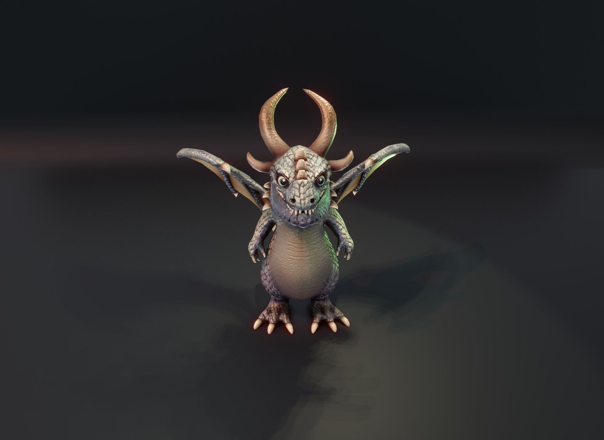 Cartoon Iron Dragon Animated 3D Model Low-poly 3D model_11