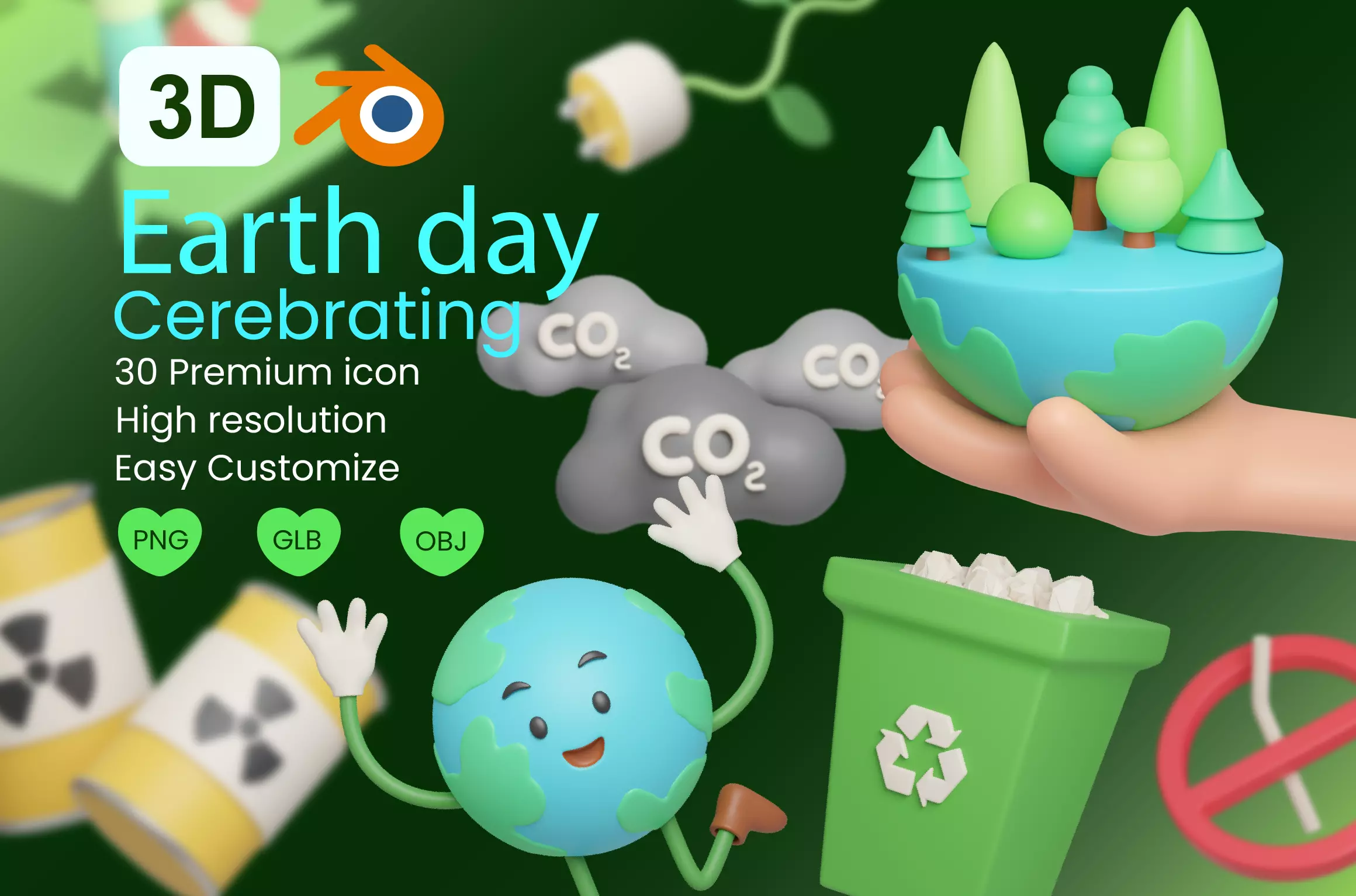 Earth Day Icon 3D Illustration 3D model 3D model_0